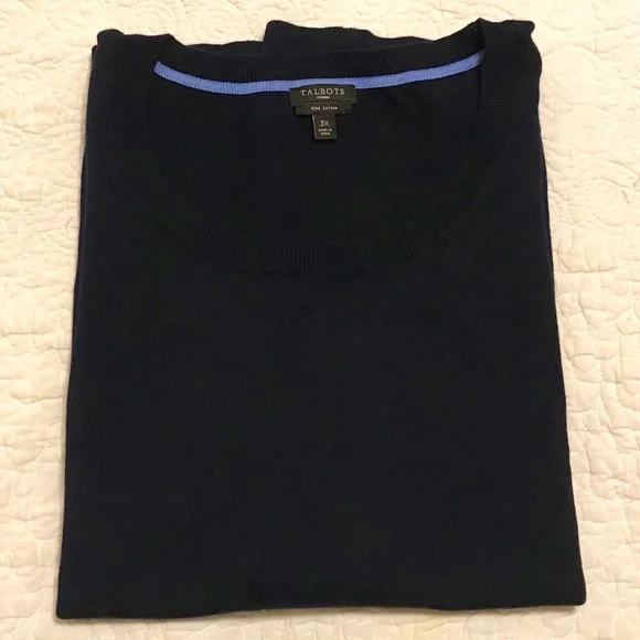 Talbots crew neck dark navy blue sweater tank (3X) - Picture 1 of 16